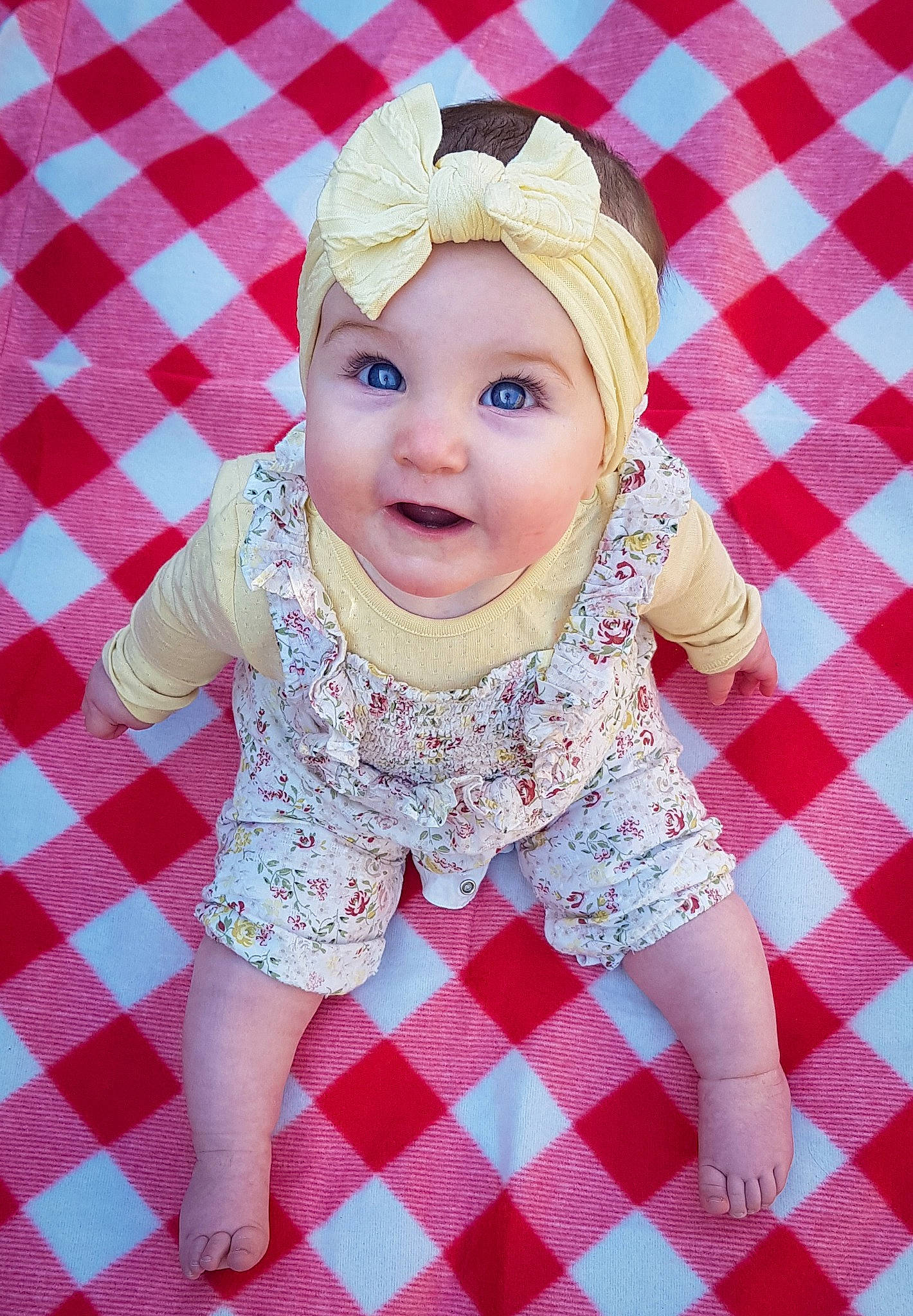 Sienna joined the competition — help win amazing prizes! baby, baby_toddler_clothing, child, cool, dress, fashion_accessory, flooring, fun, happy, headgear, headwear, magenta, pattern, peach, person, pink, portrait_photography, sitting, sleeve, smile