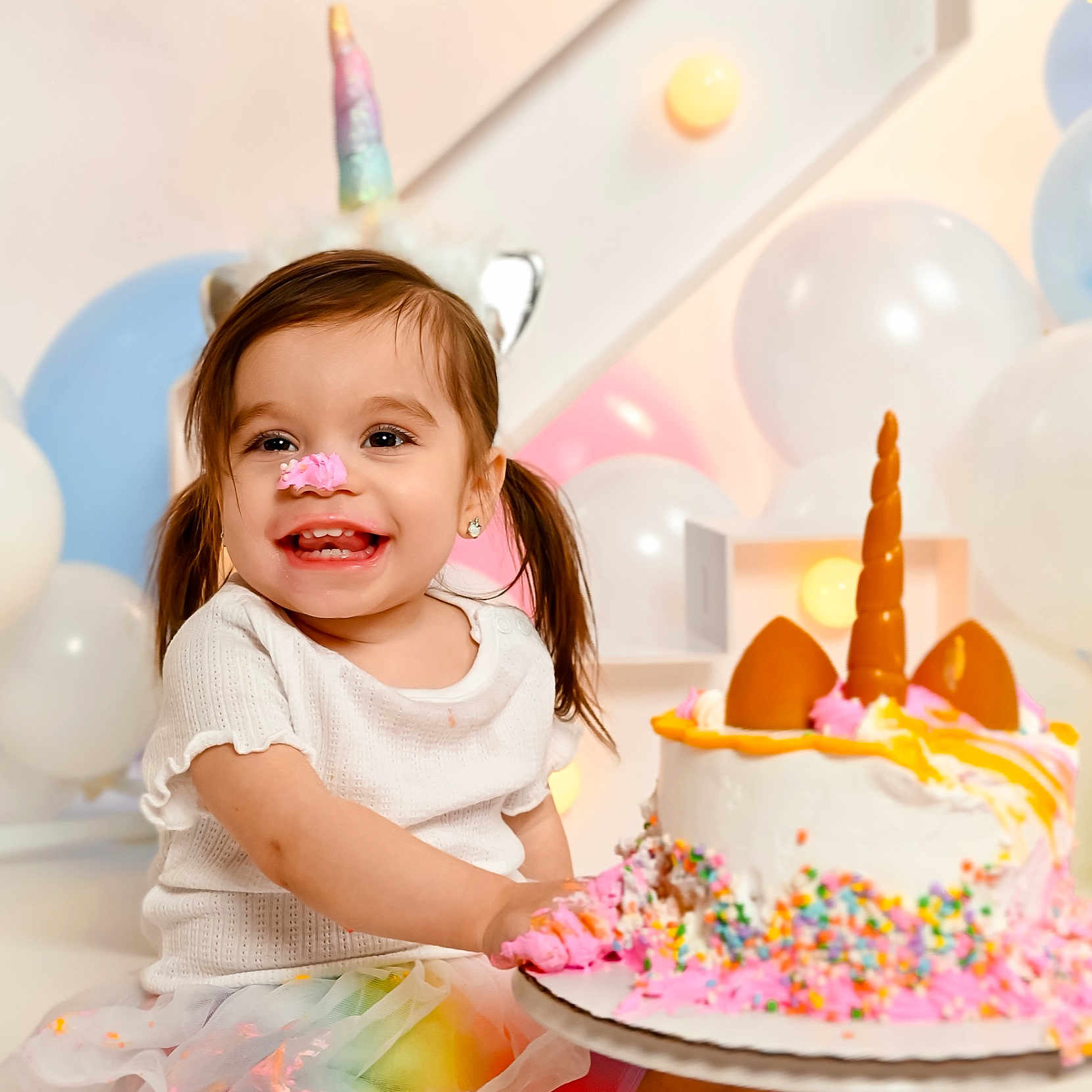 Melody joined the competition — help win amazing prizes! baby, birthdaycake, birthdayparty, cake, candle, celebrating, clothing, cream, dessert, face, food, fun, hat, head, icing, party, people, person, photography, portrait