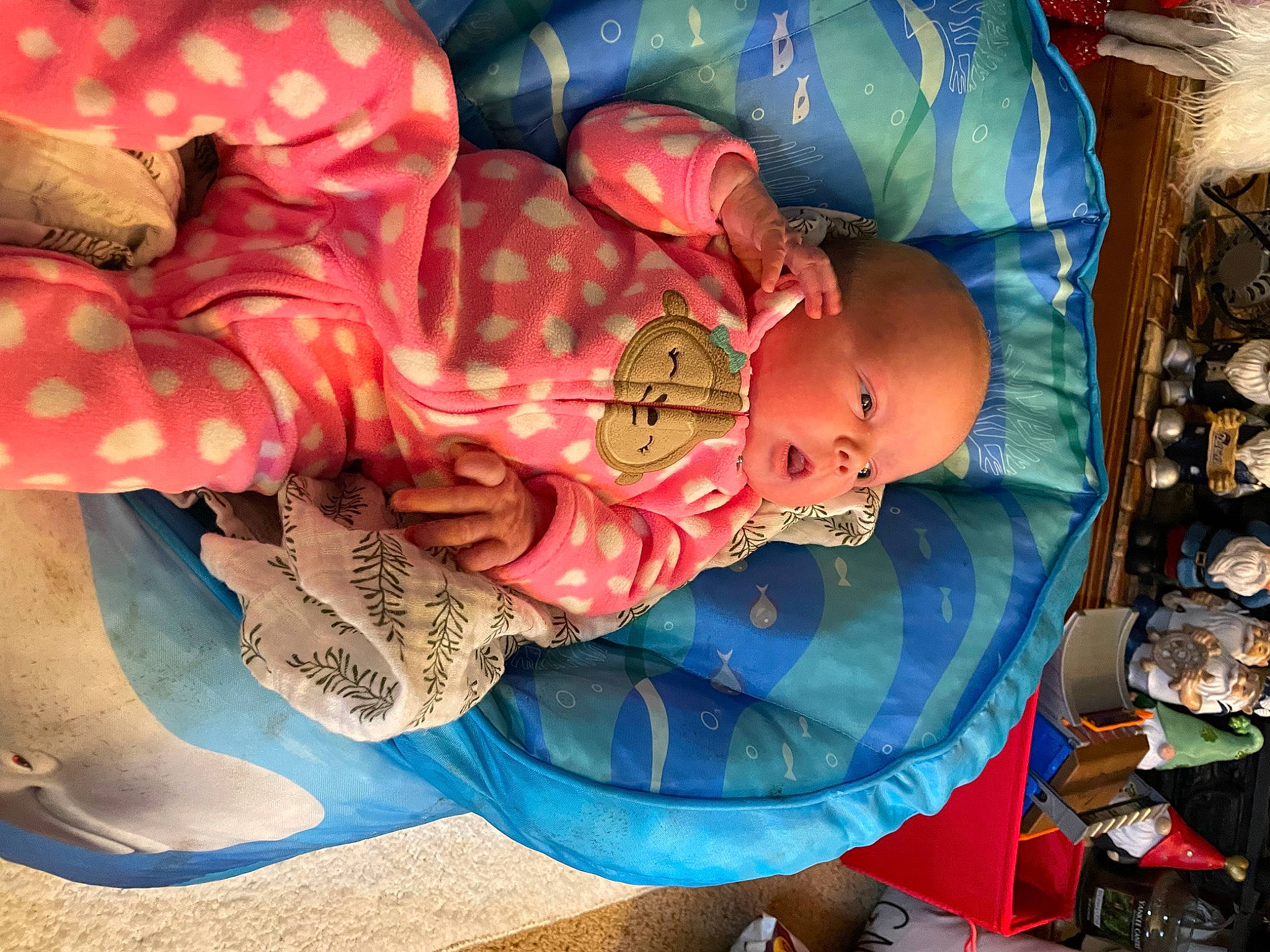 Chloe joined the competition — help win amazing prizes! baby, baby_products, baby_toddler_clothing, carmine, child, event, fictional_character, fun, happy, linens, nap, pattern, person, pink, room, sitting, stuffed_toy, toddler, toy, tree