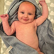 Santiago joined the competition — help win amazing prizes! baby, bathtowel, blanket, bodypart, clothing, face, finger, hand, happy, head, hood, newborn, person, photography, portrait, quilt, smile, towel