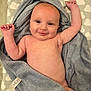 baby, bathtowel, blanket, bodypart, clothing, face, finger, hand, happy, head, hood, newborn, person, photography, portrait, quilt, smile, towel
