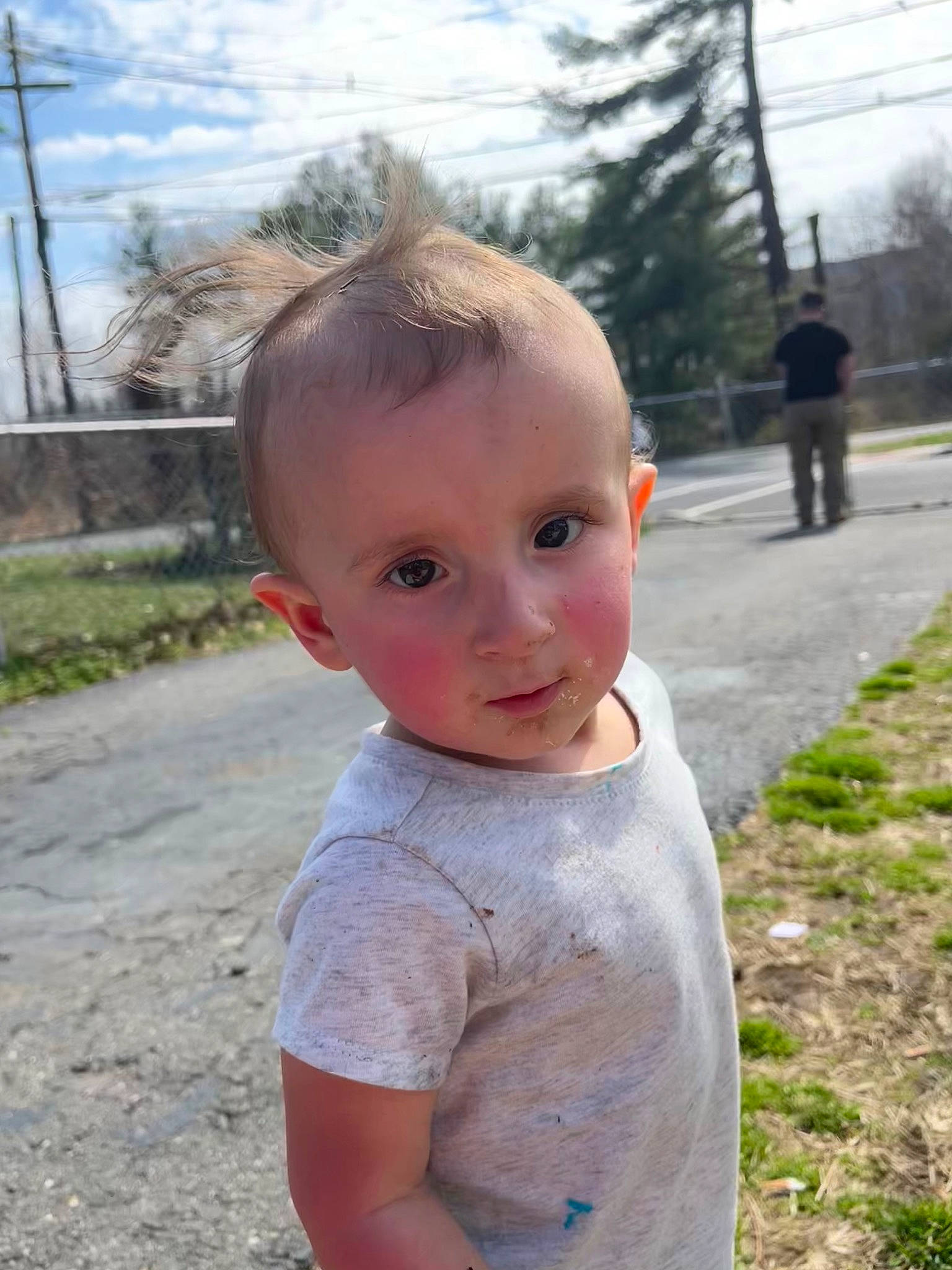 Dj joined the competition — help win amazing prizes! asphalt, baby, baby_toddler_clothing, blond, child, cloud, eye, fun, grass, happy, leisure, neck, person, plant, recreation, road, road_surface, sky, t_shirt, toddler