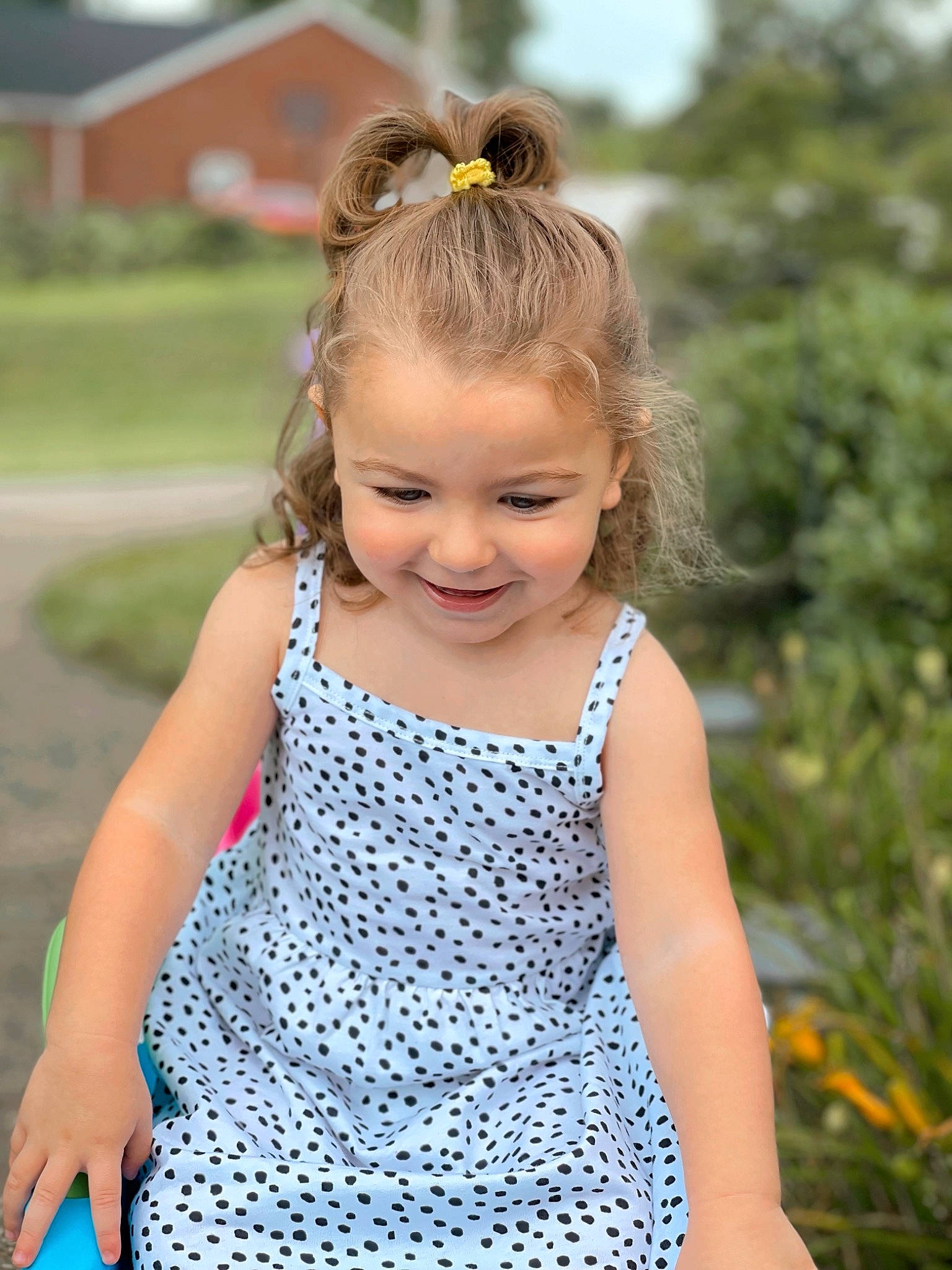 Freyja joined the competition — help win amazing prizes! baby_toddler_clothing, beauty, child, day_dress, dress, electric_blue, eye, face, fun, grass, happy, joy, leaf, leisure, pattern, people_in_nature, person, photograph, plant, smile