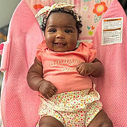 Zuri joined the competition — help win amazing prizes! baby, bow, chair, child, clothing, cute, floral, furniture, girl, happy, headband, indoors, infant, person, pink, polka_dot, portrait, sitting, skin, smiling