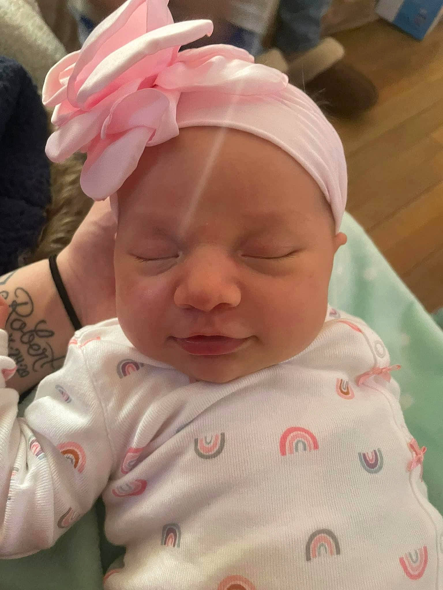 Aurelia joined the competition — help win amazing prizes! baby, baby_sleeping, baby_toddler_clothing, cap, carmine, cheek, child, comfort, eyebrow, fashion_accessory, forehead, headgear, headwear, linens, lip, mouth, nose, person, pink, skin