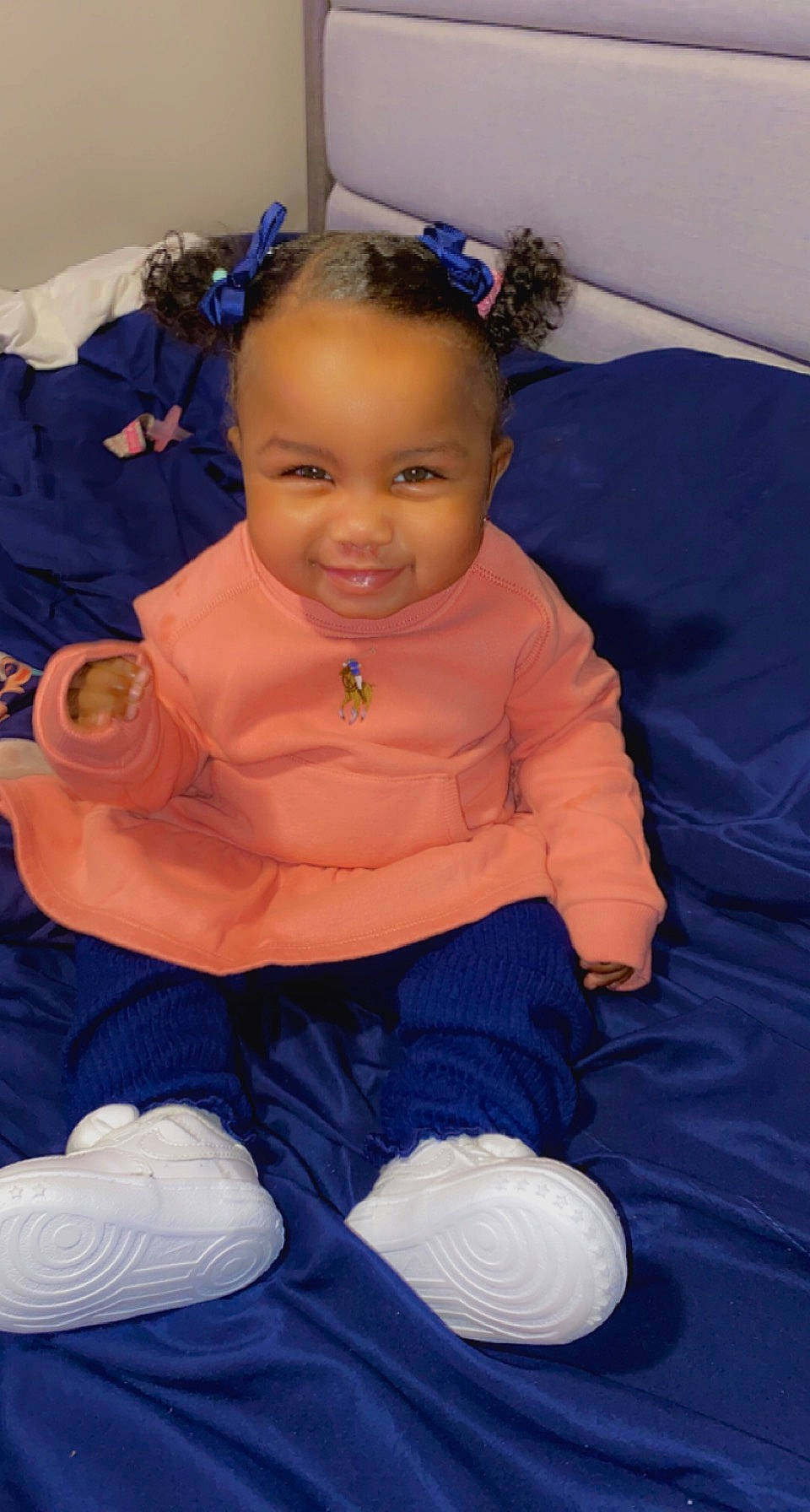 Zalaya joined the competition — help win amazing prizes! arm, baby, baby_toddler_clothing, blue, cheek, eye, facial_expression, finger, fun, happy, head, human_body, iris, joy, orange, person, pink, purple, skin, smile