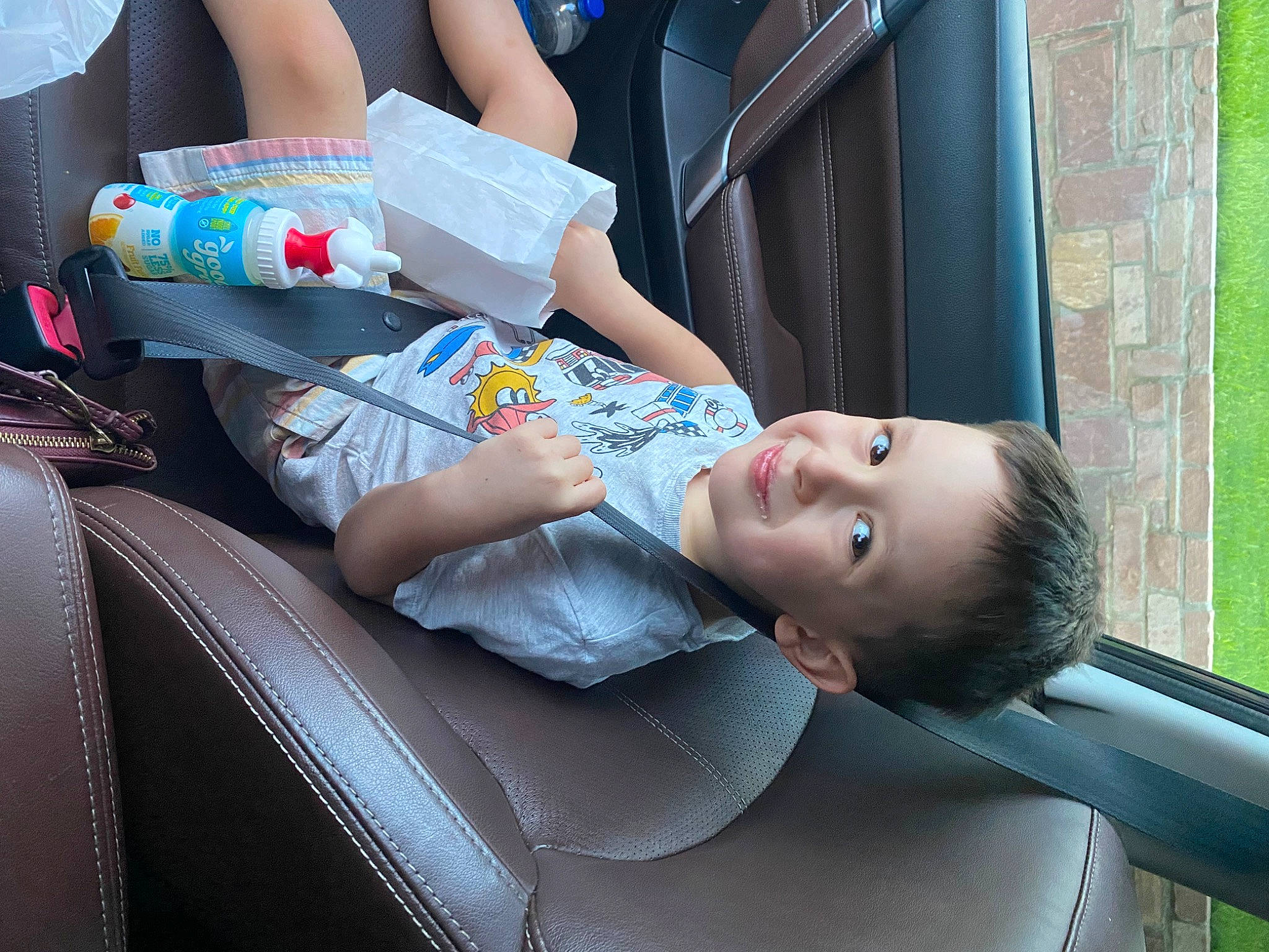 Alyx joined the competition — help win amazing prizes! auto_part, automotive_design, automotive_exterior, blue, car, car_seat, car_seat_cover, child, comfort, cool, electric_blue, family_car, fun, human_leg, joy, luxury_vehicle, motor_vehicle, person, sitting, toddler