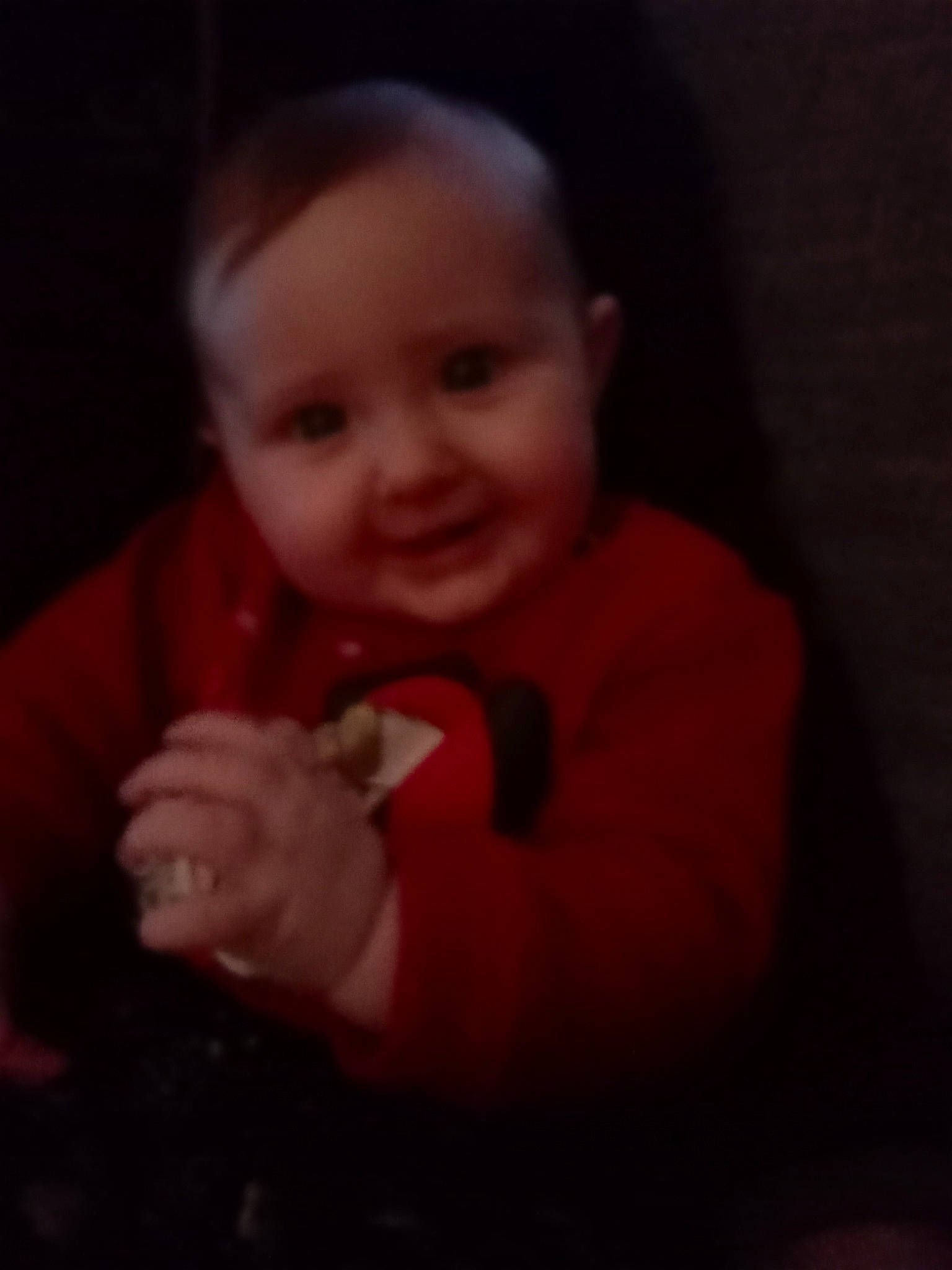 Lyzie participe au concours pour gagner de l'argent avec cette photo : baby, baby_toddler_clothing, cheek, child, ear, elbow, finger, flash_photography, fun, gesture, happy, iris, joy, mouth, nose, person, sitting, sleeve, smile, thumb