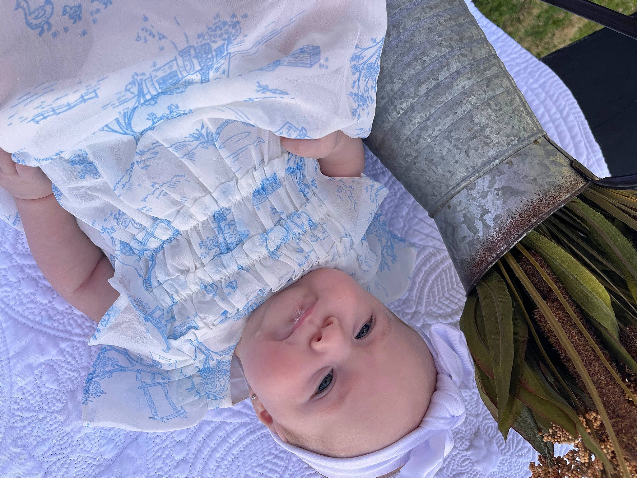 Kenleigh joined the competition — help win amazing prizes! baby, baby_toddler_clothing, child, comfort, grass, happy, hat, linens, paper, pattern, person, plant, portrait_photography, product, skin, sleep, sleeve, smile, textile, toddler