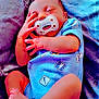 baby, blanket, blue_onesie, child, cozy, cute, foot, hand, infant, lying_down, newborn, pacifier, peaceful, portrait, resting, skin, sleeping, small, soft, toddler