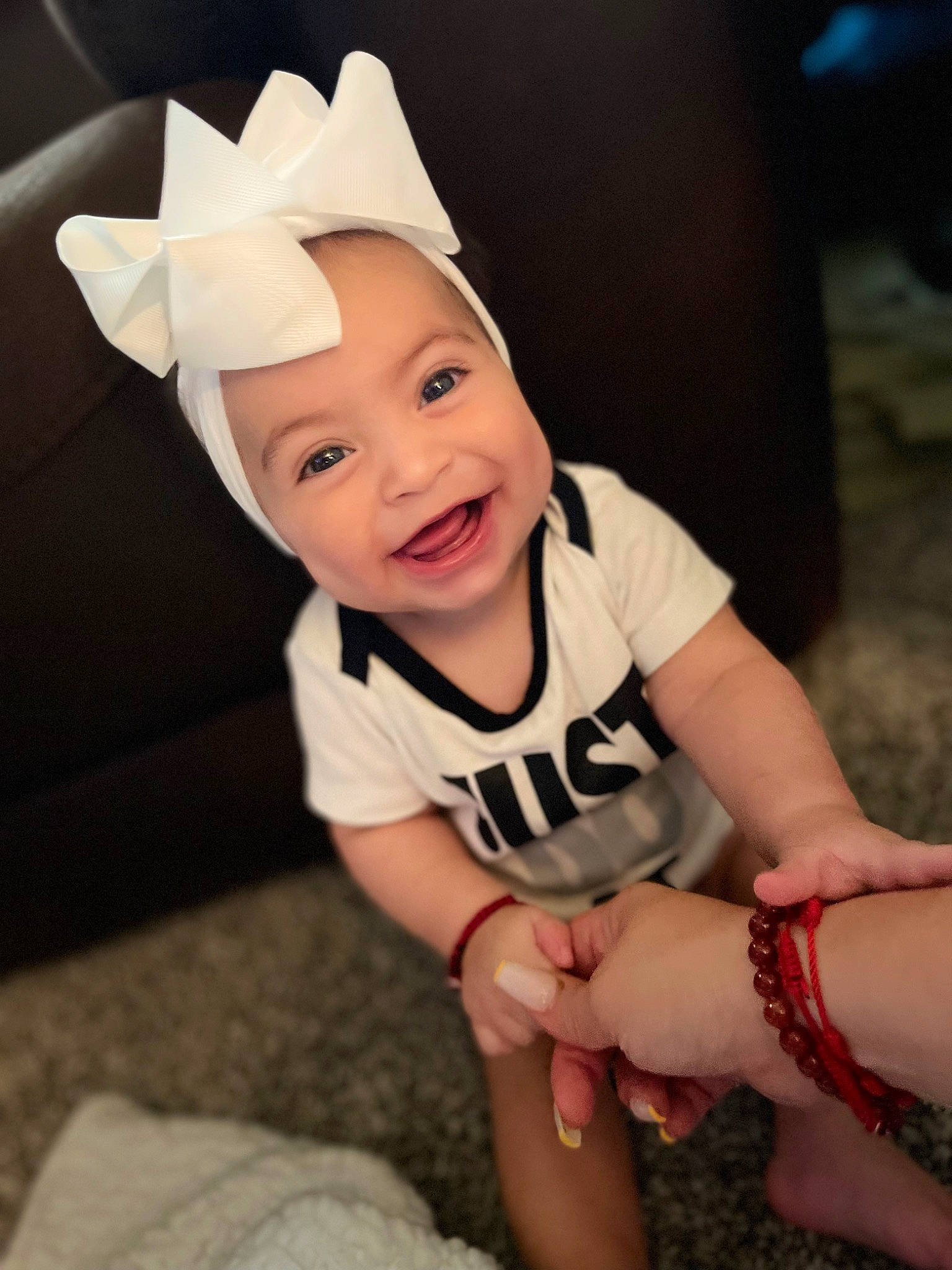 Kamila joined the competition — help win amazing prizes! baby, baby_toddler_clothing, cap, cool, eye, facial_expression, finger, flash_photography, fun, happy, headwear, human_body, knee, mouth, neck, person, pink, skin, sleeve, smile