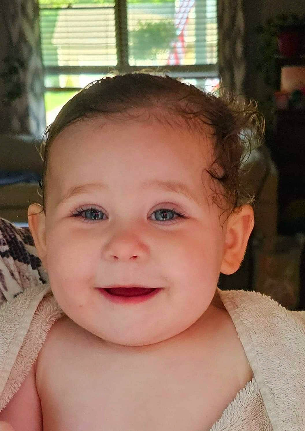 Zoey joined the competition — help win amazing prizes! baby, baby_toddler_clothing, cheek, chin, ear, eye, eyebrow, eyelash, face, forehead, happy, head, iris, joy, lip, neck, nose, person, shoulder, skin