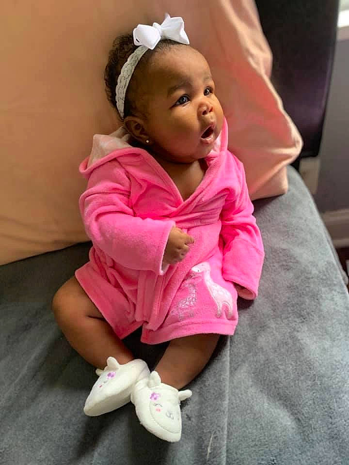 Myasia joined the competition — help win amazing prizes! baby, cheek, child, ear, outerwear, person, pink, play, skin, toddler