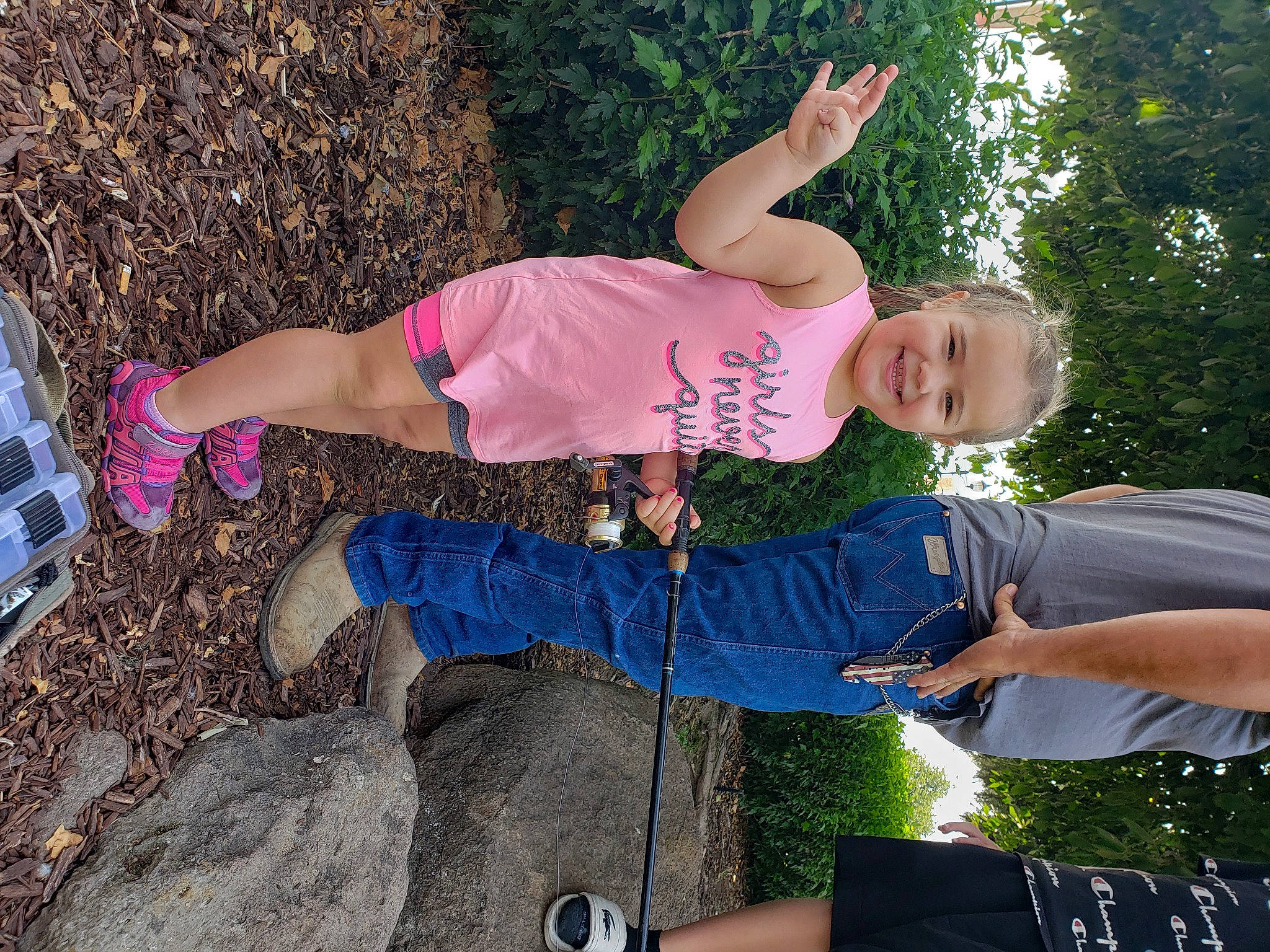 Harleigh joined the competition — help win amazing prizes! arm, elbow, electric_blue, fun, grass, green, happy, human_leg, joint, joy, leisure, people_in_nature, person, plant, recreation, shorts, smile, t_shirt, thigh, tree