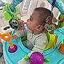 Allyson is registered to the contest to win money with this photo: activity_center, baby, child, clothing, colorful, curious, earrings, face, hand, indoor, infant, monkey_toy, octopus_toy, panda_toy, plastic, playtime, seated, soft_lighting, toys, young_child