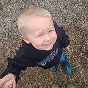 Maxamos joined the competition — help win amazing prizes! child, blond_hair, black_hoodie, blue_boots, holding_hands, outdoor, gravel, smiling, looking_up, adult, jeans, green_boots, person, casual_clothing, ground, cute, happy, daylight, portrait, toddler