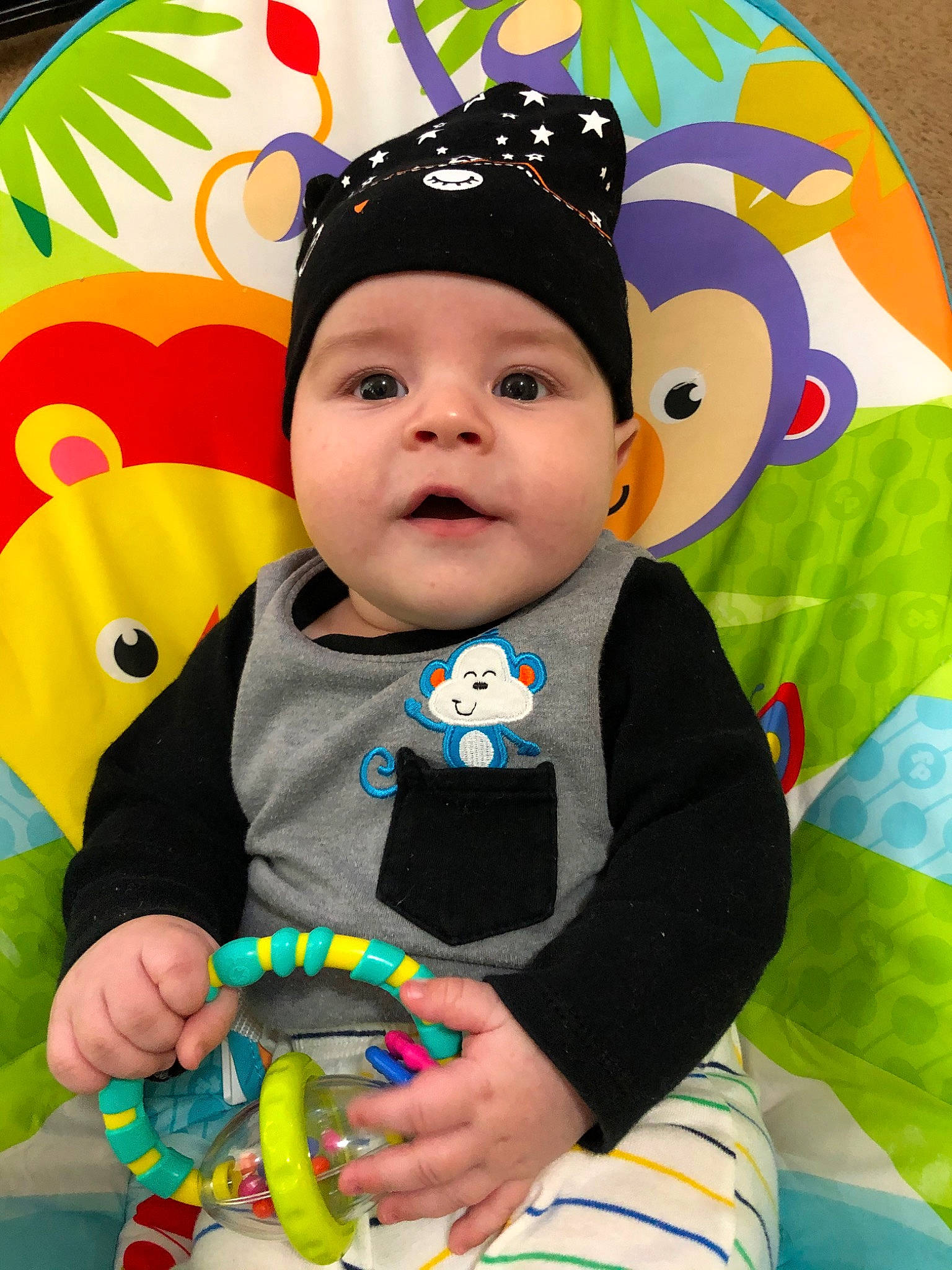 Jesús joined the competition — help win amazing prizes! baby, baby_products, baby_toddler_clothing, baby_toys, child, costume, costume_accessory, party_hat, party_supply, person, play, product, toddler, toy, yellow