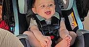 William joined the competition — help win amazing prizes! baby, car_seat, smile, infant, child, happiness, seatbelt, interior, car, safety, cute, happy, foot, hands, clothing, young, person, head, seat, transportation