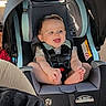 baby, car_seat, smile, infant, child, happiness, seatbelt, interior, car, safety, cute, happy, foot, hands, clothing, young, person, head, seat, transportation