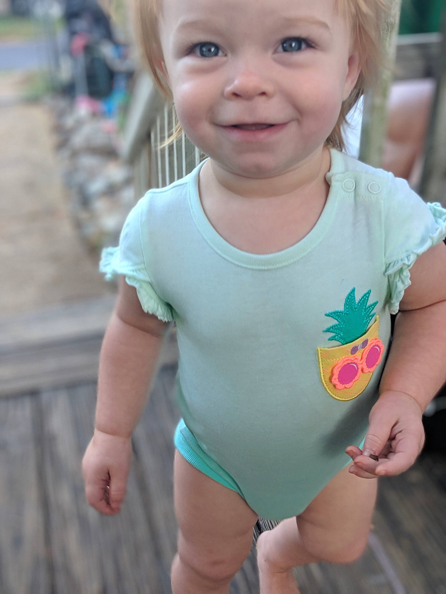 Maddilyn joined the competition — help win amazing prizes! baby, baby_products, baby_toddler_clothing, blond, child, eye, face, joy, leotard, person, product, skin, smile, sportswear, summer, swimwear, t_shirt, toddler, vacation