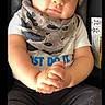 Kingston joined the competition — help win amazing prizes! baby, child, blue_eyes, hat, scarf, white_shirt, dark_pants, sitting, hands_clasped, infant, cute, portrait, face, looking, indoors, car_seat, clothing, young_child, expression, person