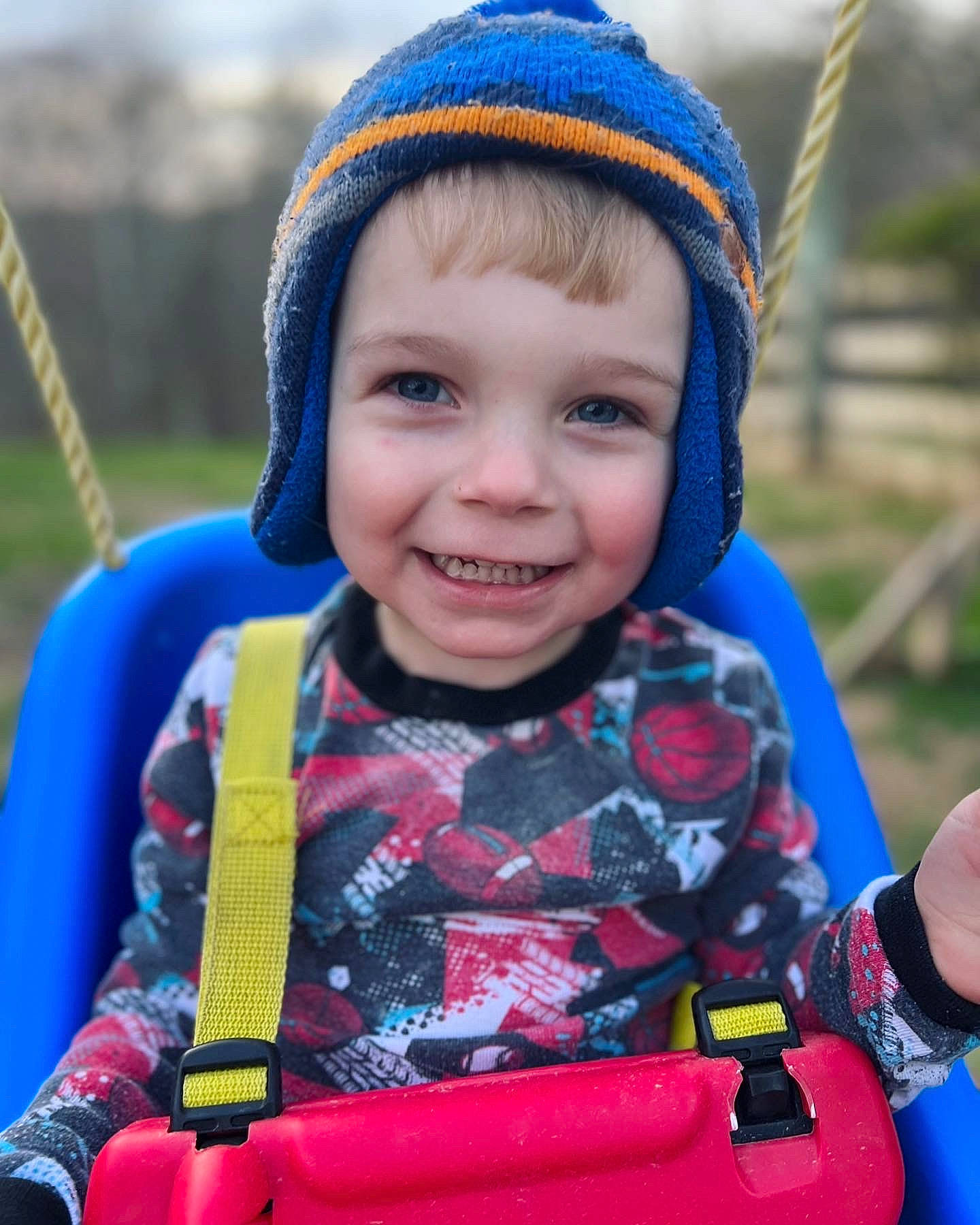 Kingsley is registered to the contest to win money with this photo: blue, cap, child, electric_blue, eye, facial_expression, fun, grass, happy, headwear, joy, leisure, people, person, photograph, product, red, skin, smile, summer