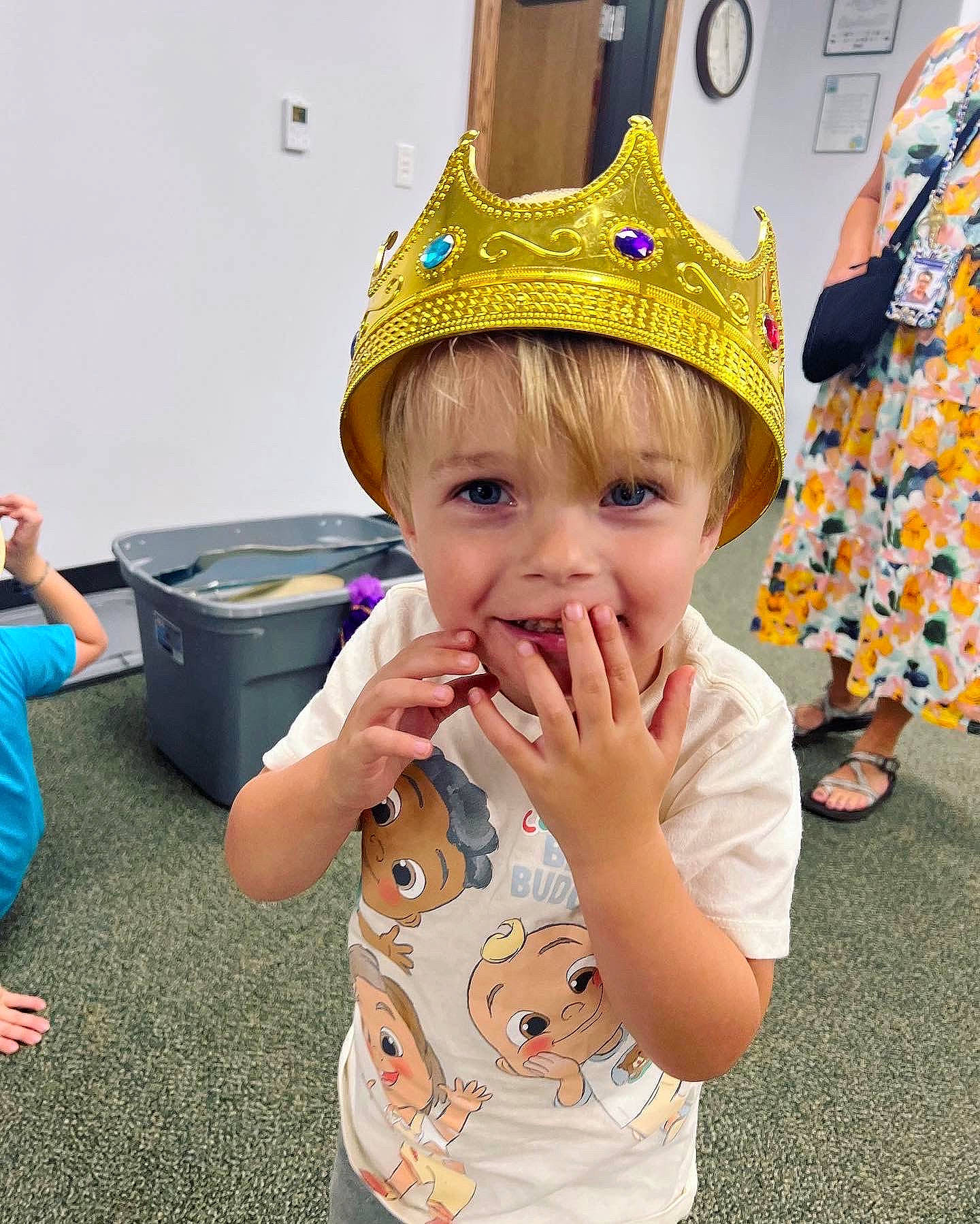 Kingsley joined the competition — help win amazing prizes! baby_toddler_clothing, birthday, cap, child, costume, costume_hat, crown, event, fashion_accessory, fun, happy, headpiece, party_hat, party_supply, pattern, person, pink, play, smile, toddler