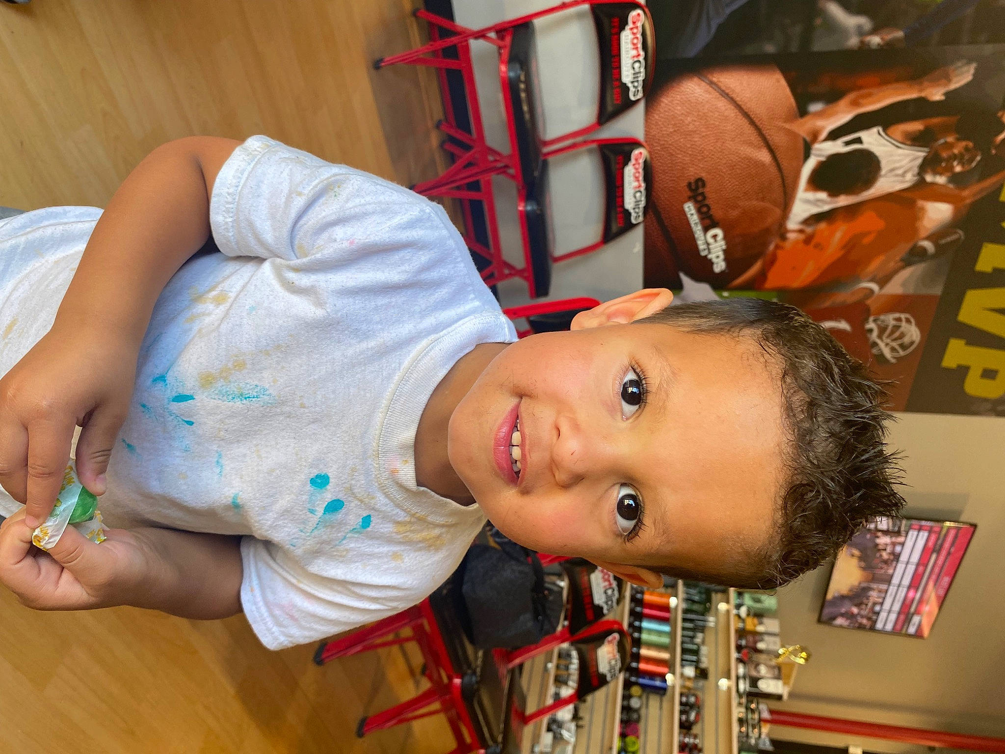 Jaxton is registered to the contest to win money with this photo: cheek, chest, child, elbow, eyelash, eyewear, fun, happy, person, room, t_shirt, toddler, wood