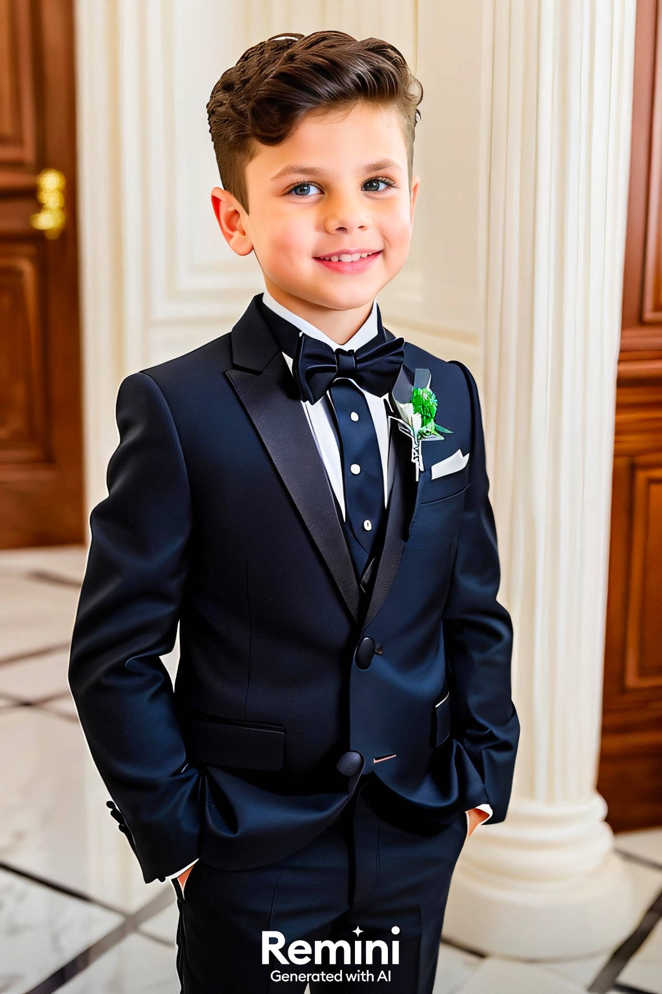 Greyson joined the competition — help win amazing prizes! blazer, bow_tie, button, collar, door, dress_shirt, electric_blue, event, fashion_accessory, fashion_design, formal_wear, joy, neck, outerwear, person, shirt, sleeve, smile, suit, tie