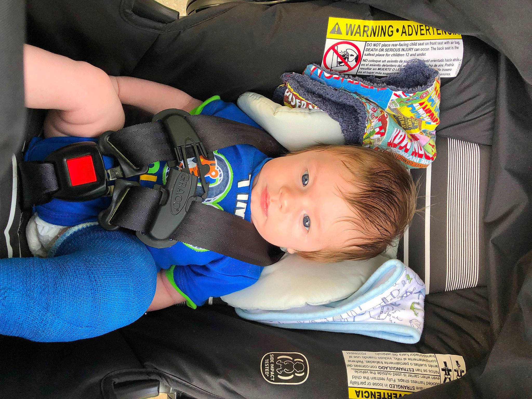 Eric joined the competition — help win amazing prizes! auto_part, baby, baby_carriage, baby_in_car_seat, baby_products, baby_toddler_clothing, car_seat, car_seat_cover, child, comfort, electric_blue, human_body, lap, person, sitting, toddler