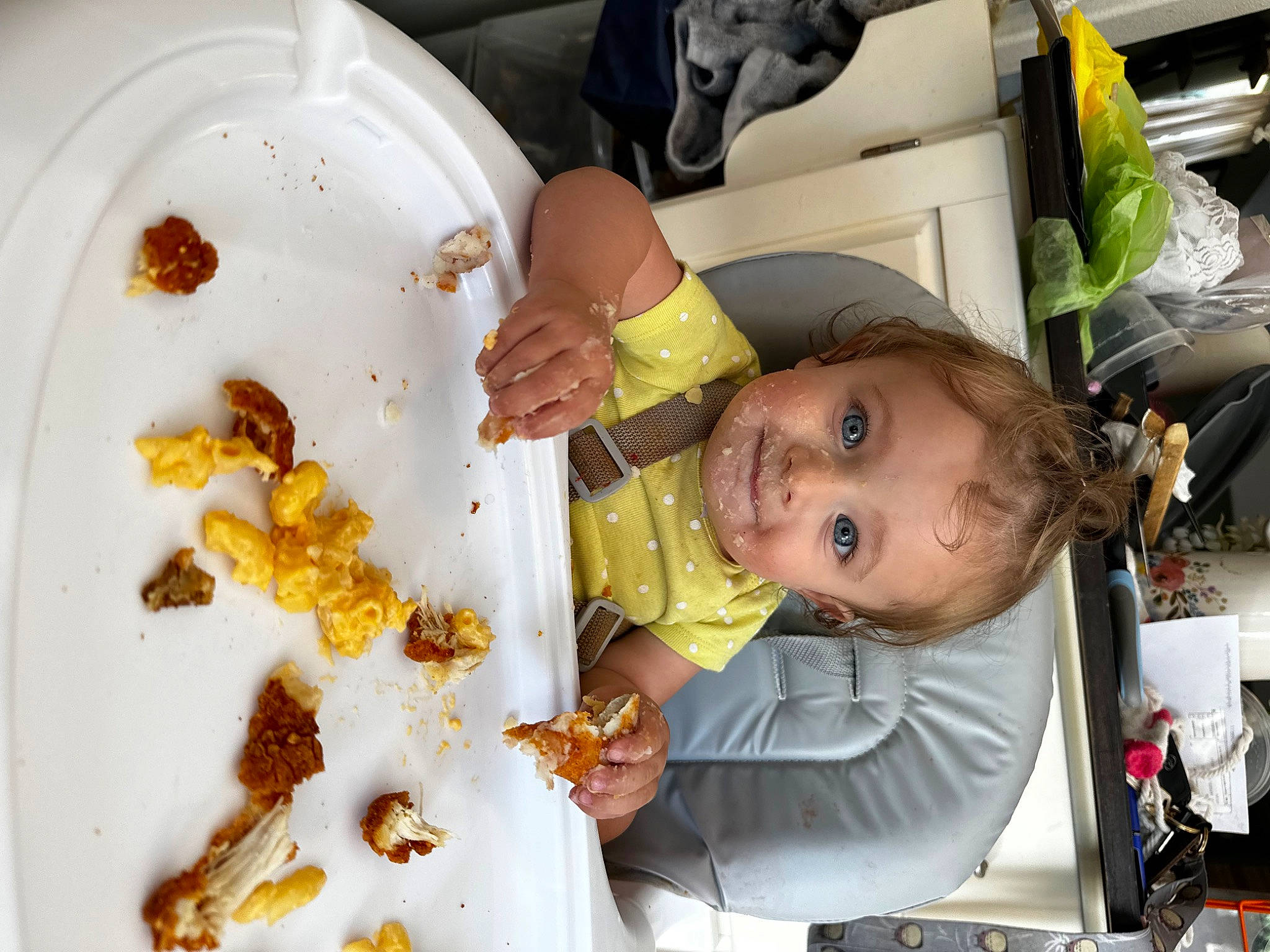 Amira is registered to the contest to win money with this photo: baby, baby_food, chair, child, comfort_food, cooking, cuisine, dish, dishware, event, food, food_craving, fun, ingredient, joy, person, plate, recipe, sweetness, tableware