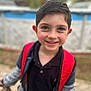 Elliot joined the competition — help win amazing prizes! child, boy, smiling, backpack, outdoor, face, happy, casual_clothing, black_shirt, jacket, portrait, daylight, young, cute, person, head, eyes, hair, skin, nature
