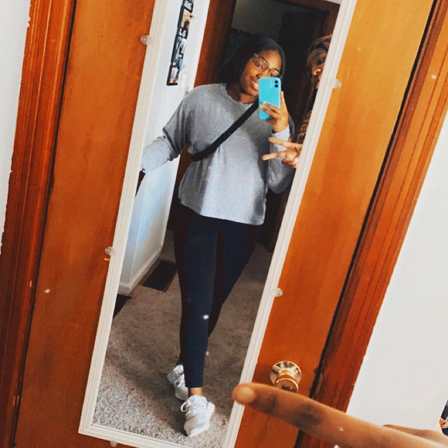 Myles joined the competition — help win amazing prizes! bag, door, flooring, fun, hardwood, home_door, human_leg, joy, knee, leg, leisure, luggage_and_bags, orange, person, room, sportswear, stairs, street_fashion, thigh, vehicle_door