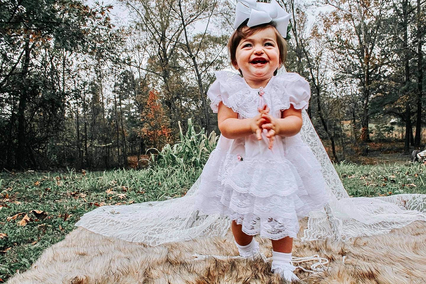 Mattie joined the competition — help win amazing prizes! autumn, baby, baby_toddler_clothing, bonnet, child, child_model, costume_accessory, day_dress, deciduous, dress, embellishment, hair_accessory, happy, joy, lace, people_in_nature, person, portrait_photography, toddler