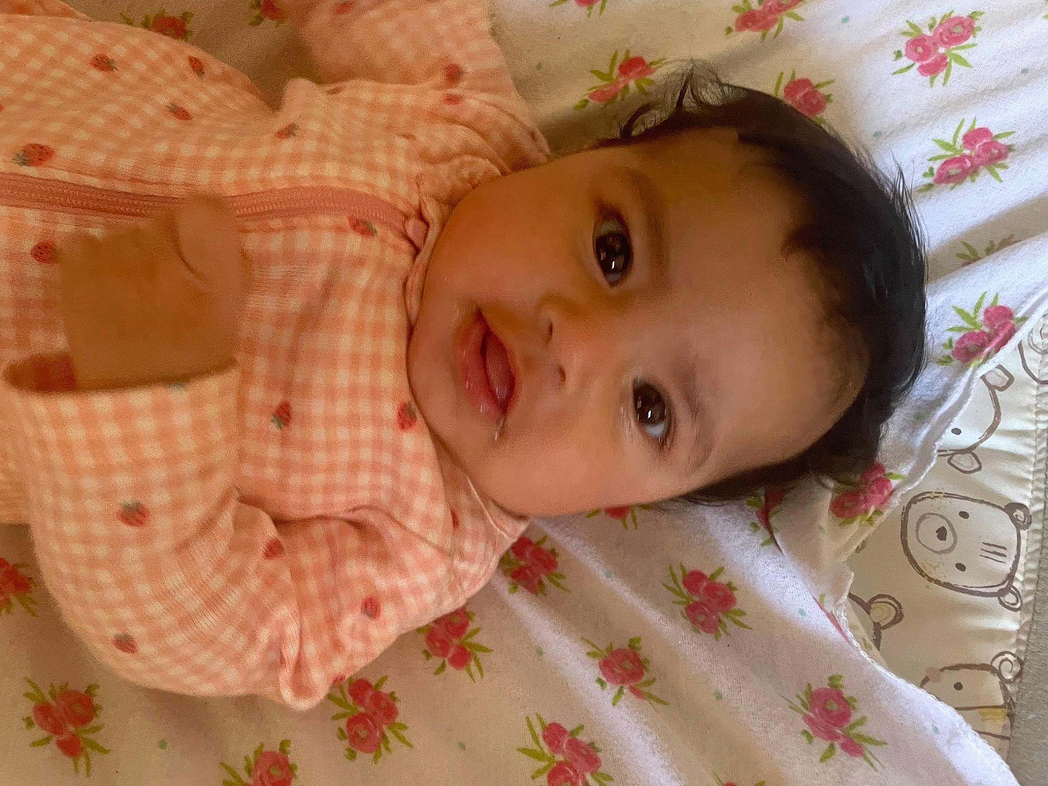 Sophia joined the competition — help win amazing prizes! baby, baby_toddler_clothing, cheek, child, eye, eyelash, face, happy, iris, linens, lip, nose, pattern, person, room, skin, toddler, wood