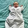 Lowan participe au concours pour gagner de l'argent avec cette photo : baby, child, cozy, cute, fist, head, indoors, infant, lying_down, newborn, patterned_blanket, peaceful, portrait, resting, sleep_sack, sleeping, small_hands, soft_texture, teal_blanket, white_clothing