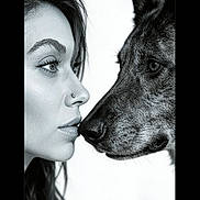 Jack a rejoint le concours — aidez-le/la à gagner de superbes lots ! animal, artistic, black_and_white, bond, close_up, companion, connection, dog, emotion, expression, face, human, intimacy, love, monochrome, nose, portrait, profile, texture, woman