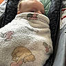 Hudson joined the competition — help win amazing prizes! baby, blanket, car_seat, child, cozy, face, infant, pattern, peeking, portrait, resting, seat, soft, snug, toddler, transport, warm, wrapped, young, cushion