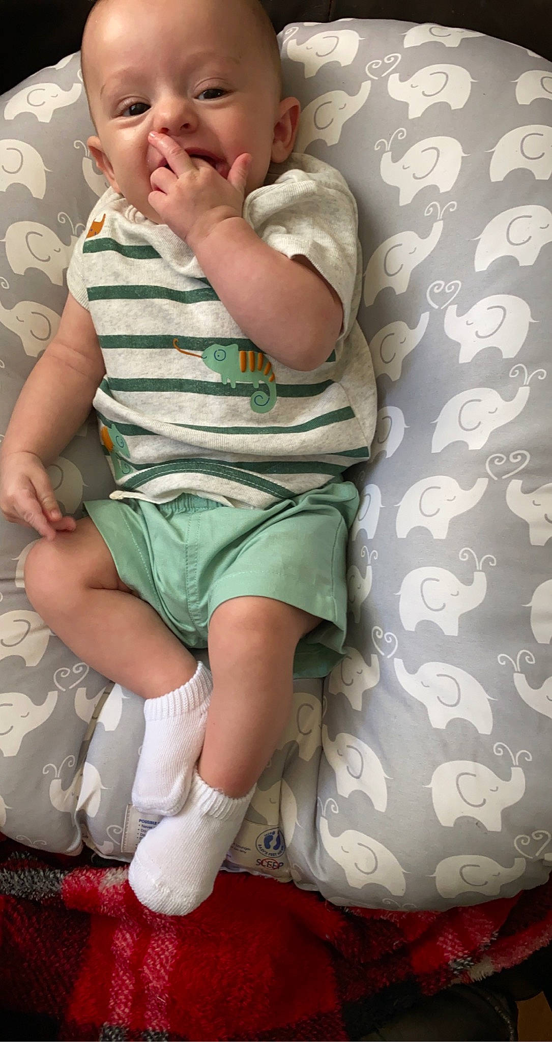 Wyatt is registered to the contest to win money with this photo: baby, baby_toddler_clothing, comfort, elbow, gesture, happy, human_body, human_leg, knee, leg, mouth, neck, person, pink, shoulder, skin, sleeve, textile, thigh, toddler
