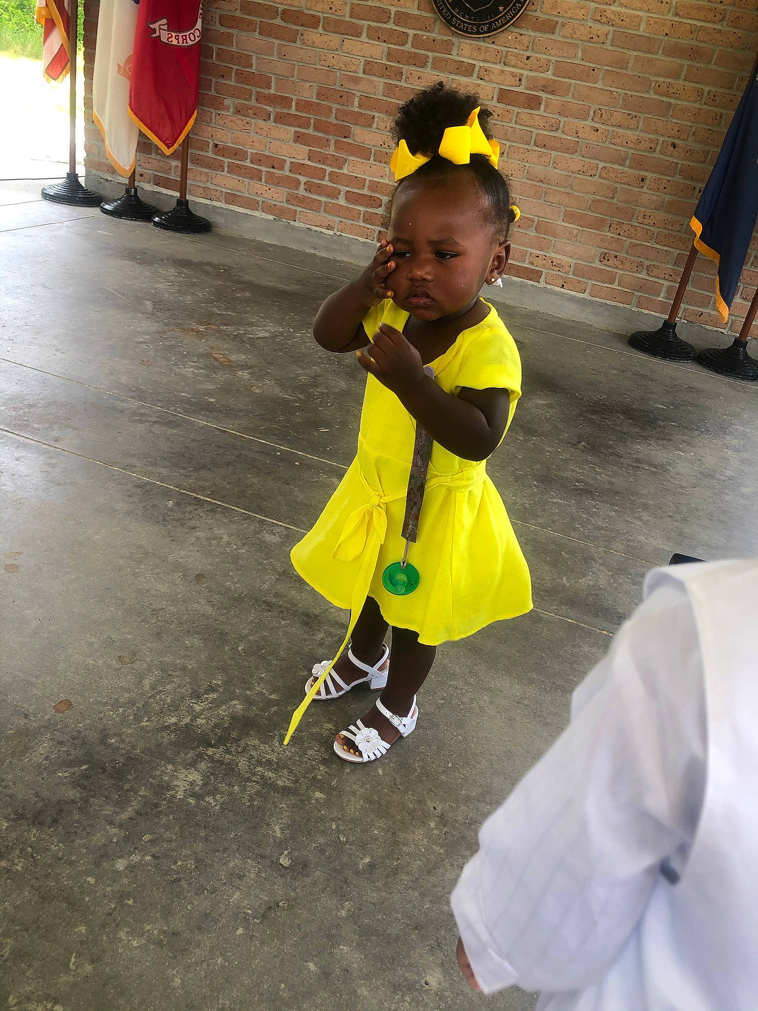 Rhythm joined the competition — help win amazing prizes! asphalt, costume, event, flooring, fun, happy, leisure, person, play, recreation, road_surface, shoe, sidewalk, smile, snapshot, sneakers, standing, temple, toddler, white