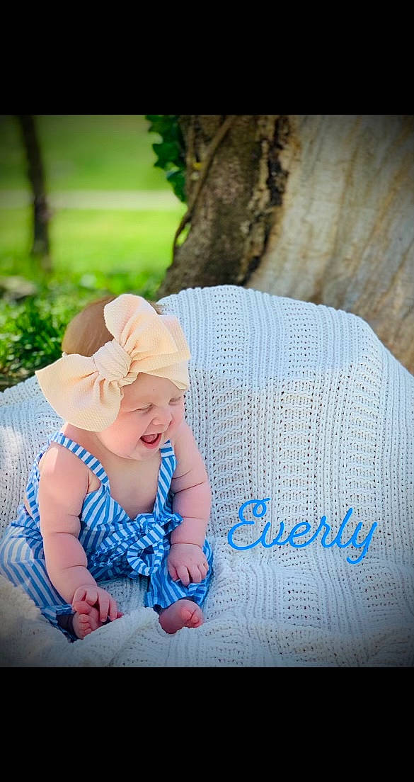 Everly joined the competition — help win amazing prizes! aqua, baby, baby_toddler_clothing, child, dress, electric_blue, fashion_accessory, flash_photography, grass, hand, happy, hat, headwear, pattern, people_in_nature, person, plant, sitting, stock_photography, toddler