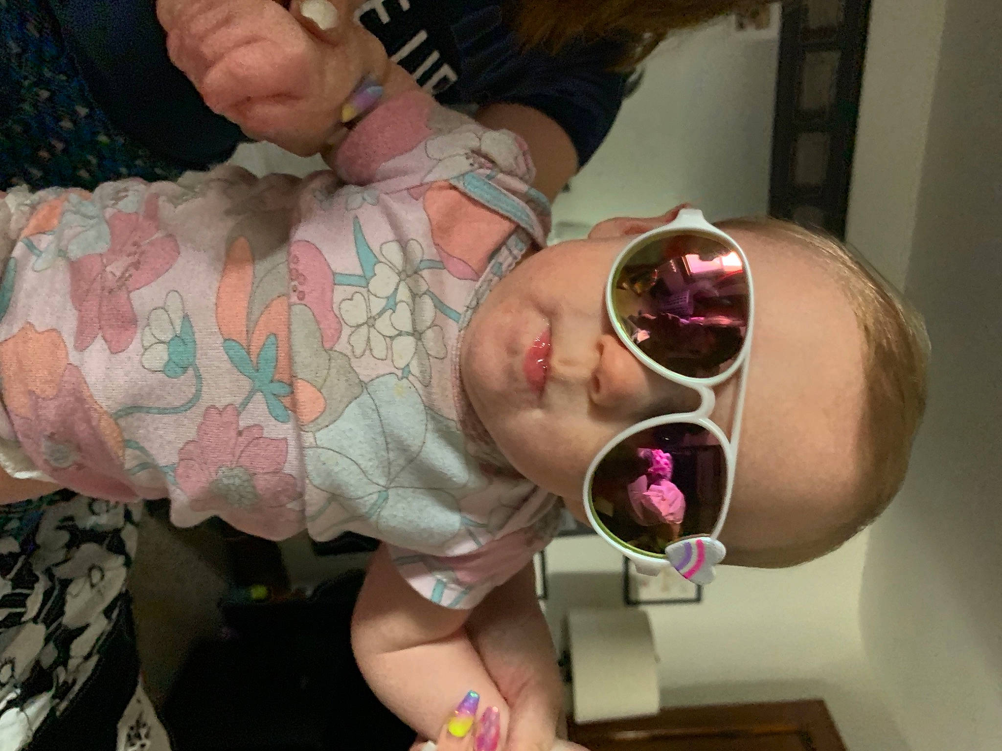 Harper joined the competition — help win amazing prizes! abdomen, baby, cheek, chest, child, ear, eyelash, eyewear, finger, glasses, hand, human_body, mouth, muscle, neck, person, pink, skin, toddler, trunk
