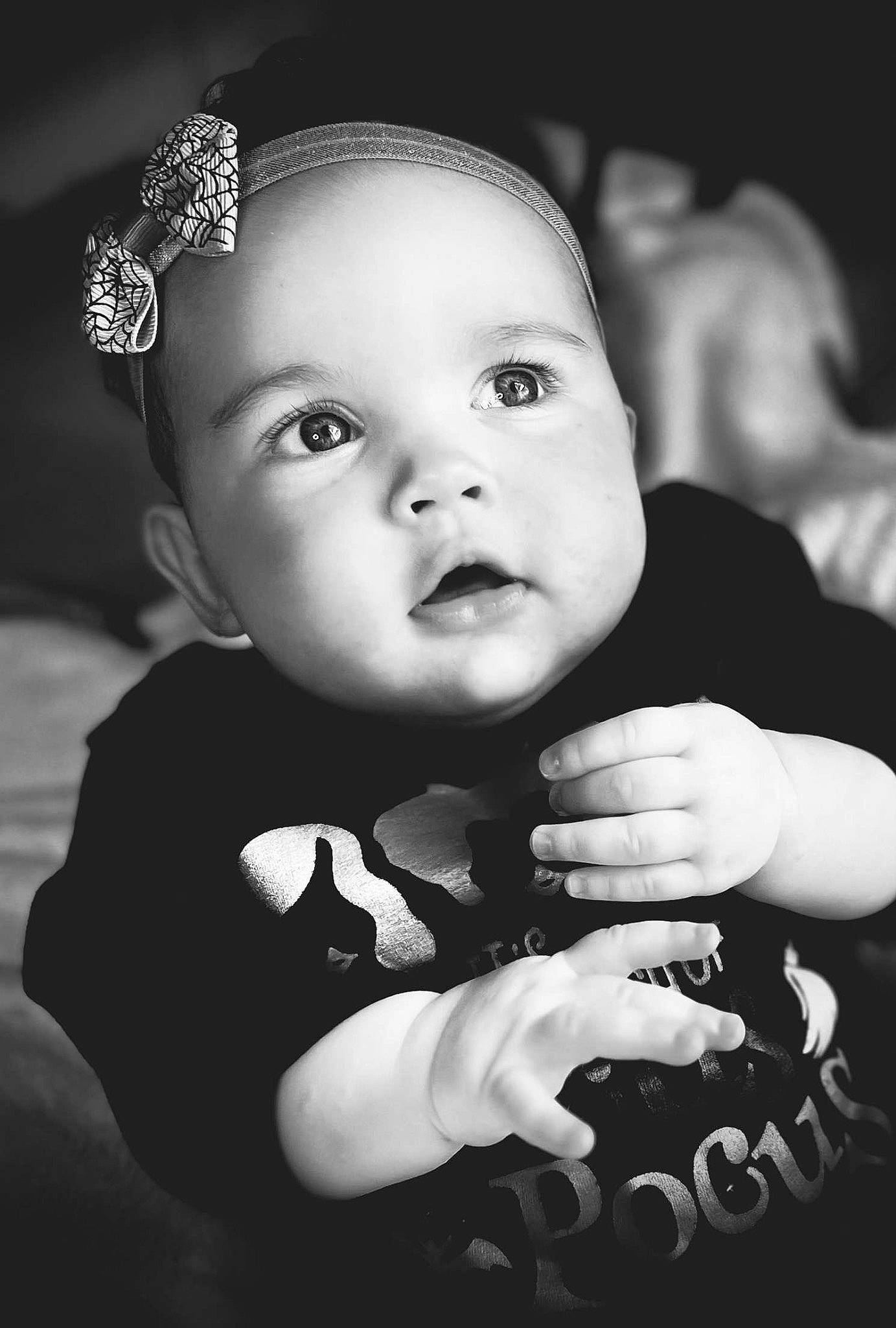 Bella joined the competition — help win amazing prizes! arm, baby, baby_toddler_clothing, black, black_and_white, cheek, child, darkness, ear, eyelash, face, flash_photography, gesture, hand, happy, iris, monochrome, monochrome_photography, person, style