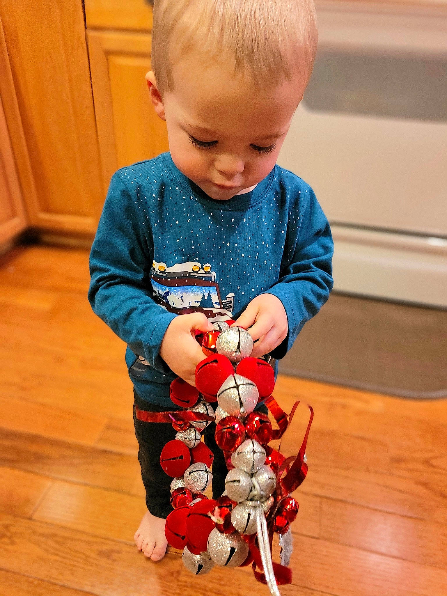 Sawyer joined the competition — help win amazing prizes! baby, baby_toddler_clothing, baby_toys, blond, carmine, child, door, floor, flooring, hardwood, human, human_body, laminate_flooring, person, play, toddler, toy, varnish, wood, wood_flooring