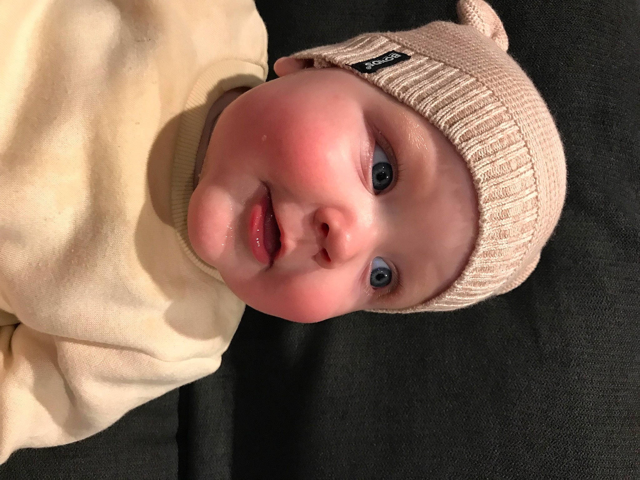 Isobel joined the competition — help win amazing prizes! baby, baby_toddler_clothing, cap, cheek, costume_hat, eye, eyebrow, eyelash, hat, head, headwear, human_body, iris, lip, mouth, nose, person, sleeve, smile, sun_hat