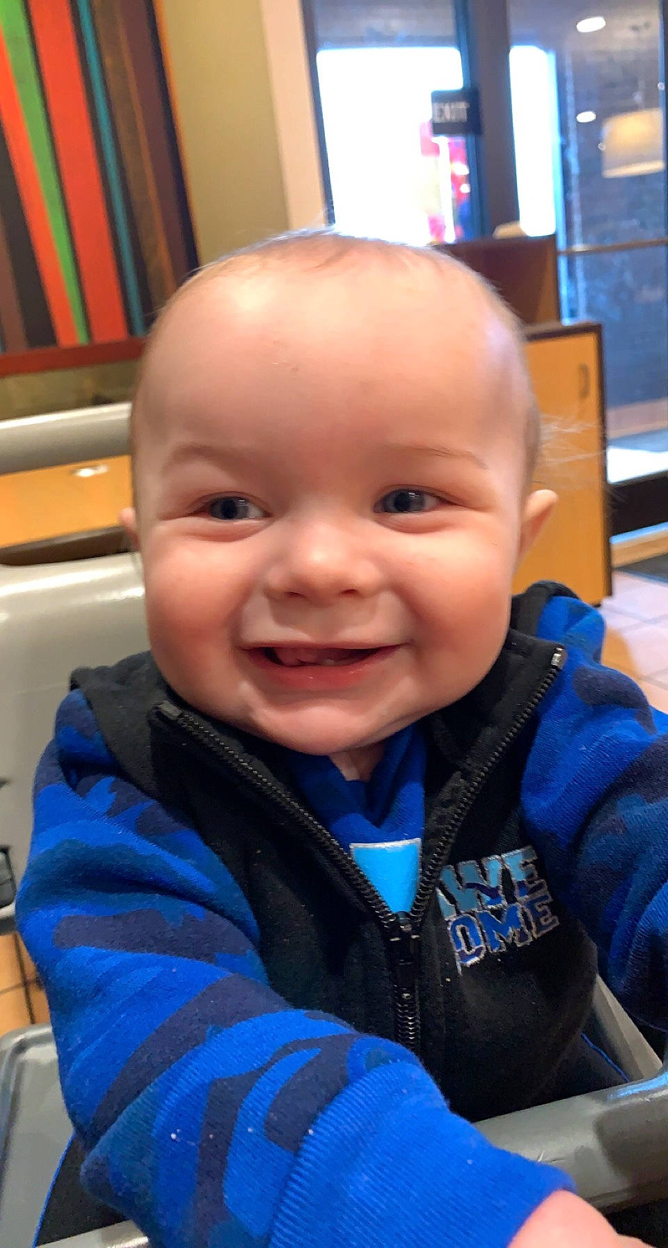 Kannon is registered to the contest to win money with this photo: baby, baby_laughing, baby_toddler_clothing, cheek, child, chin, ear, electric_blue, fun, happy, iris, joy, laugh, mouth, nose, person, skin, smile, television, toddler