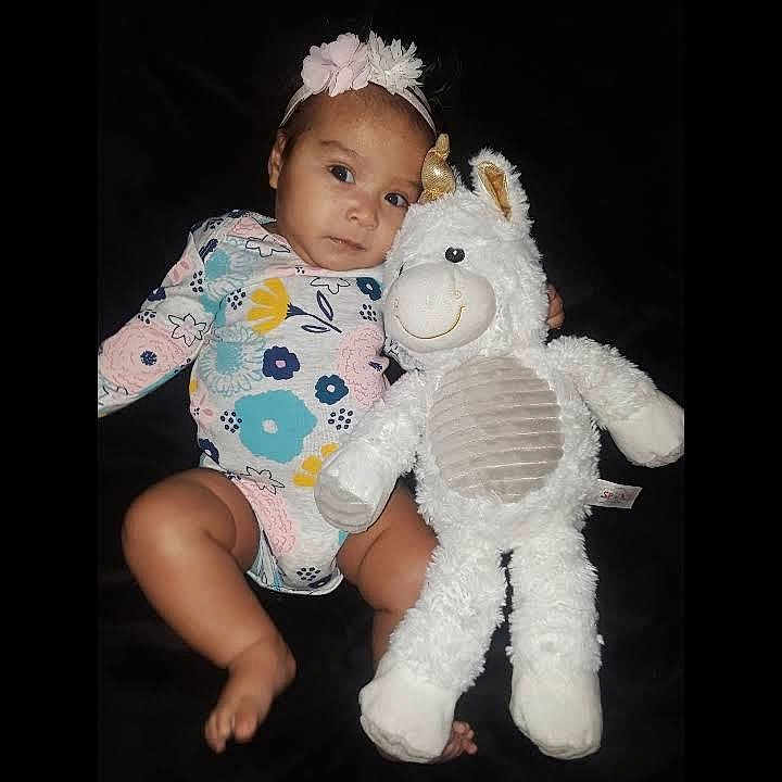 Elia Marie joined the competition — help win amazing prizes! baby, baby_toys, child, fun, person, plush, product, smile, stuffed_toy, teddy_bear, toddler, toy