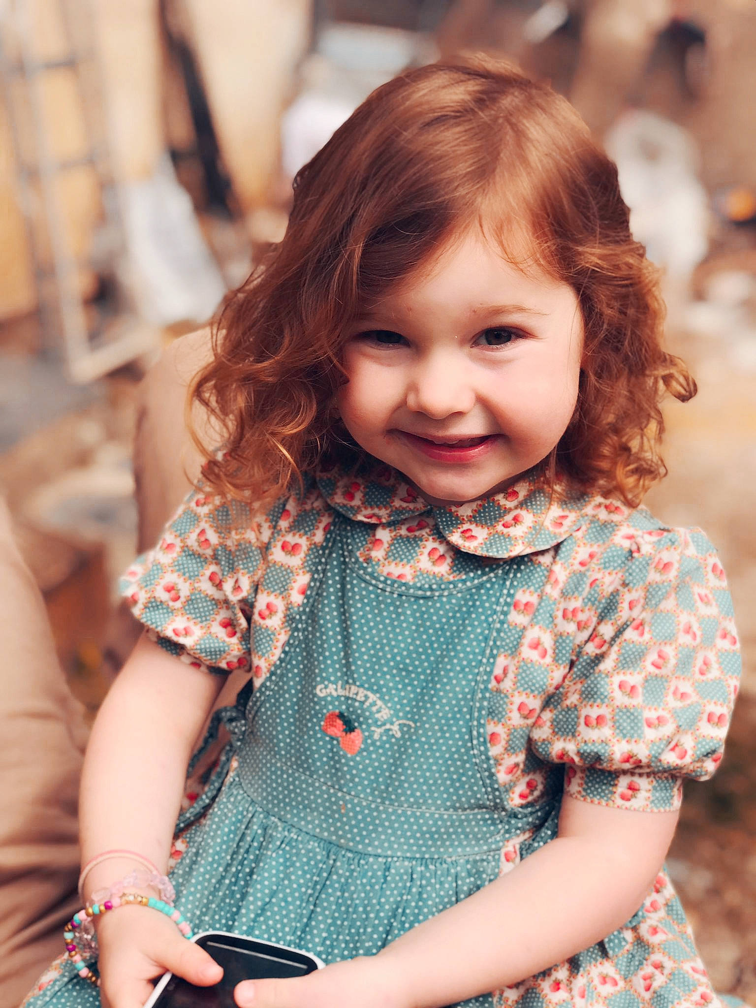 Anastasiya participe au concours pour gagner de l'argent avec cette photo : baby_toddler_clothing, beauty, brown_hair, child, dress, eyelash, facial_expression, fun, happy, iris, joy, lip, long_hair, pattern, person, plaid, skin, sleeve, smile, summer