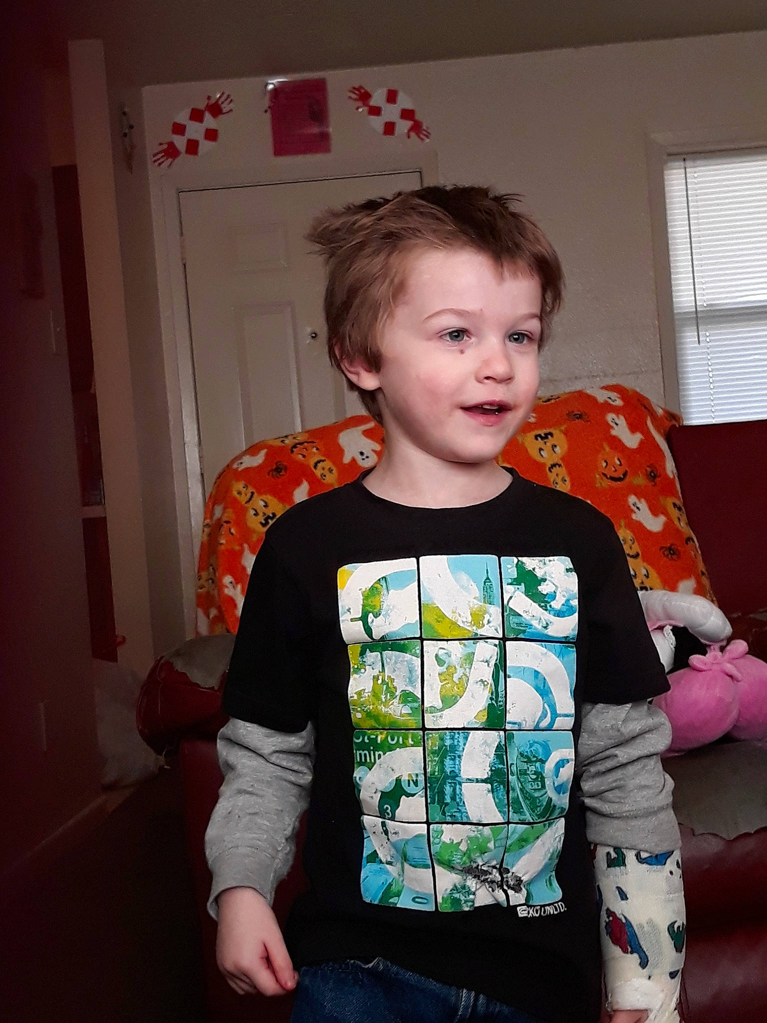 Elijah joined the competition — help win amazing prizes! child, outerwear, pattern, person, sleeve, sweater, t_shirt, toddler, top