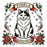 Réglisse a rejoint le concours — aidez-le/la à gagner de superbes lots ! banner, black_and_white, cat, decorative, feline, flowers, green_eyes, hearts, illustration, leaves, ornamental, portrait, protecteur, roses, sitting, stars, symmetrical, tattoo_art, text, white_background